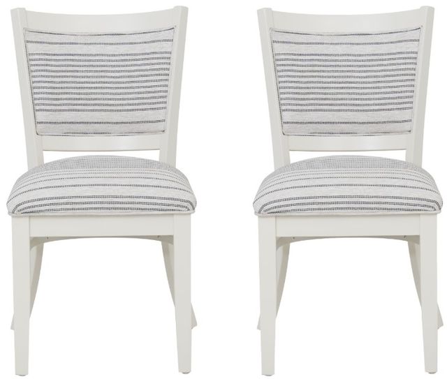 Linon Lourdes 2-Piece Gray Stripe/White Side Chair Set-2