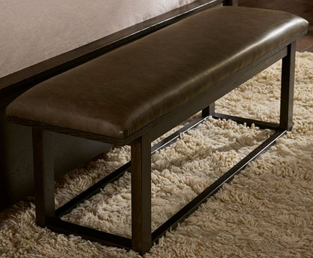 Vaughan-Bassett Lodge & Loft Dark Oak/Sedona Brown Upholstered Bench-0