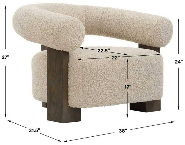 Uttermost® Lennox Dark Walnut/Linen Accent Chair-2