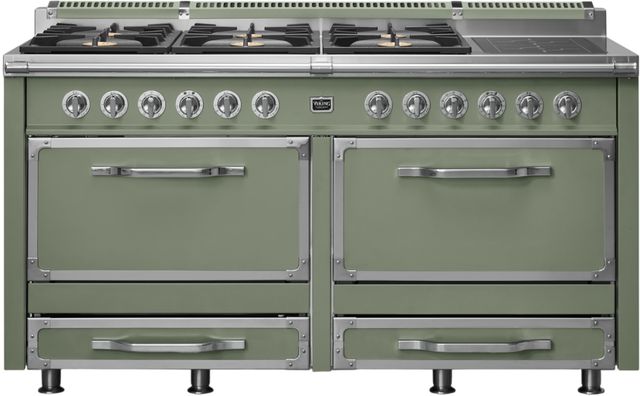 Viking® Tuscany 66" Eucalyptus Pro Style Dual Fuel Range with 2 Induction-0