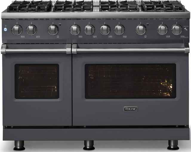 Viking® 5 Series 48" Cast Black Pro Style Gas (NG) Range with Polished Chrome Trim-3
