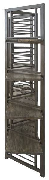 YHD Tobbaco Patina Floor Screen with Shelves-2