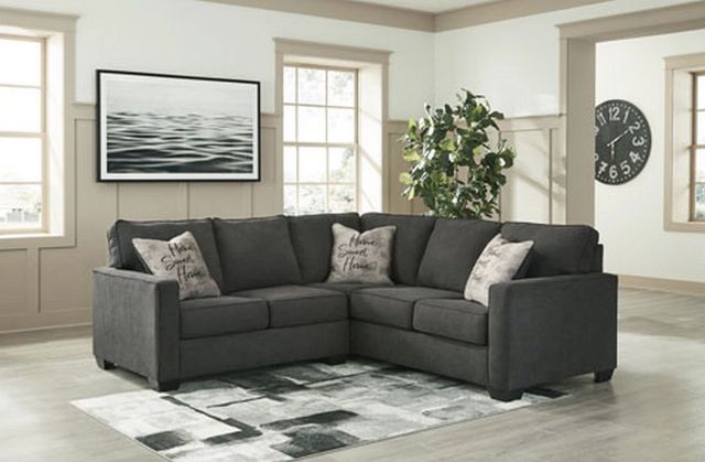 Signature Design by Ashley® Lucina 2-Piece Charcoal Left-Arm Facing Sofa Sectional-4
