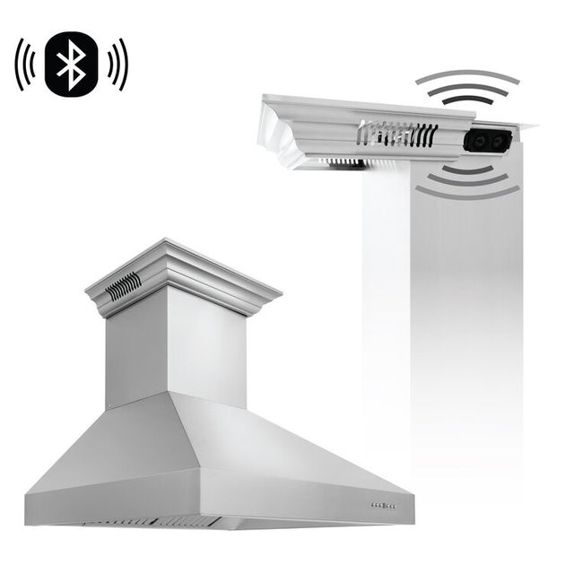 ZLINE 60" Stainless Steel Wall Mounted Range Hood with CrownSound® Bluetooth Speakers-3