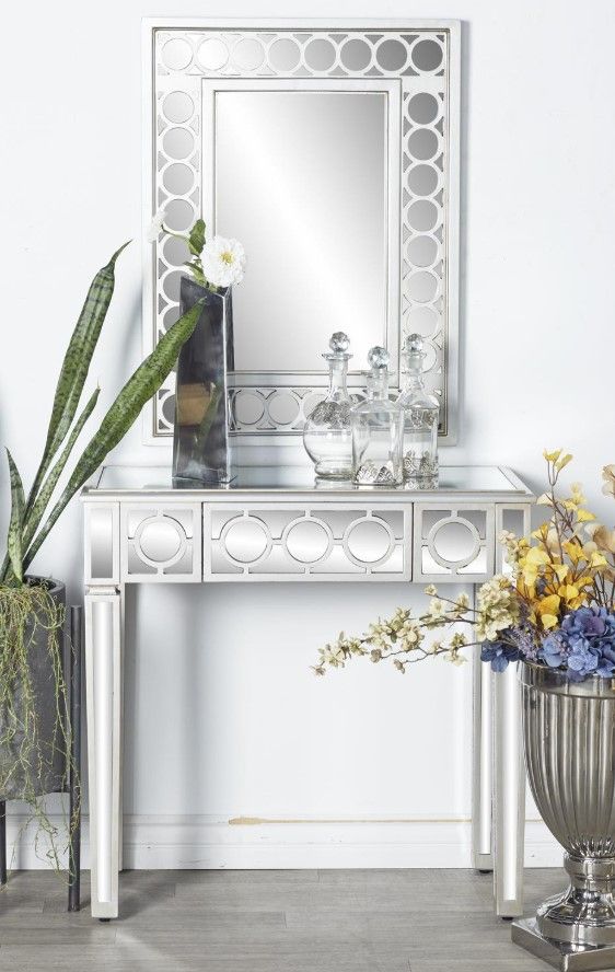 Deco Marche Silver Console Table with Mirror-4