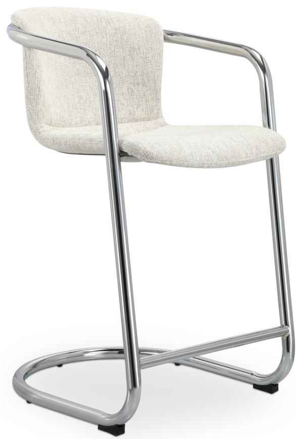 Moe's Home Collection Freeman 2-Piece Blended Cream/Chrome Frame Counter Stool Set-0