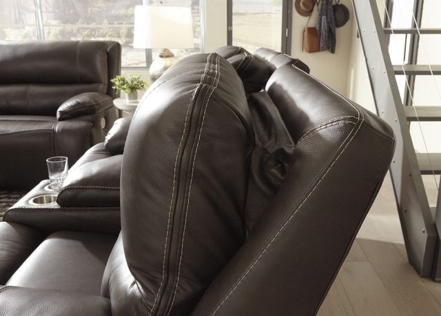Signature Design by Ashley® Ricmen Walnut Power Reclining Loveseat with Console-4