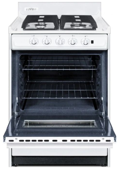 Summit® 24” White Freestanding Gas Range with Glass Window-1