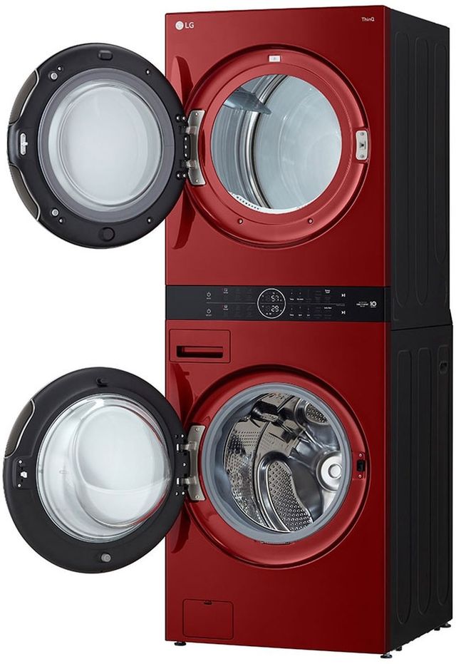 LG 4.5 Cu. Ft. Washer, 7.4 Cu. Ft. Dryer Candy Apple Red Stack Laundry-1