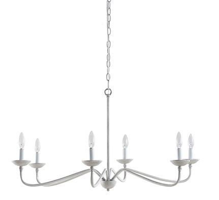 Olliix by Hampton Hill Brighton Distressed White 6-Light Farmhouse Chandelier-1
