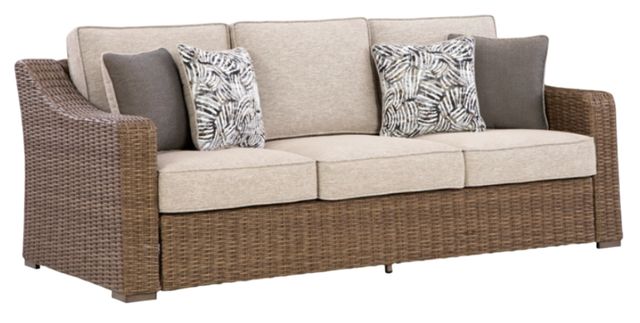 Signature Design by Ashley® Revare Beach Beige Fabric/Resin Wicker Outdoor Sofa-0