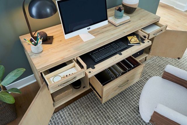aspenhome® Maddox Biscotti Credenza Desk and Hutch-2