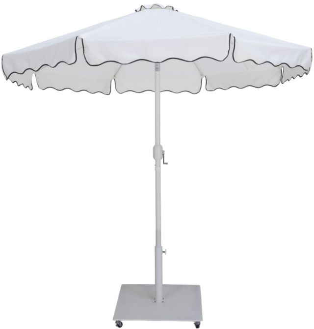 Meridian Furniture Amalfi Matte White/White Aluminum Outdoor Patio Umbrella and Rectangular Base-0