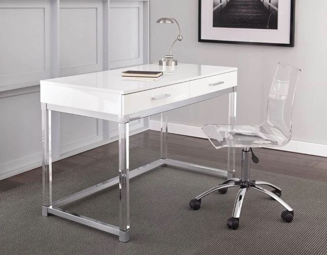 Steve Silver Co. Everett White Desk with Clear Base-1