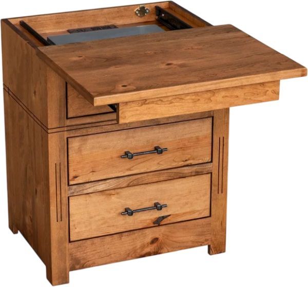 Country Classic Collection Customizable Signature 3-Drawer Nightstand with Locking Slideout Top-1