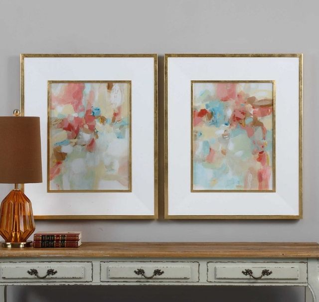 Uttermost® Christina Long 2-Piece A Touch of Blush and Rosewood Fences Framed Prints Set-1