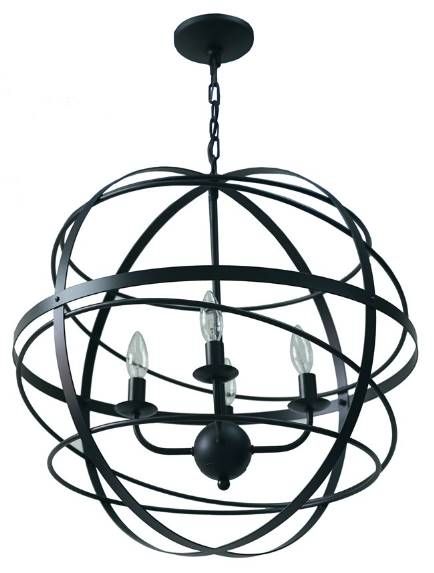 YHD Matte Black 4-Light Chandelier-2