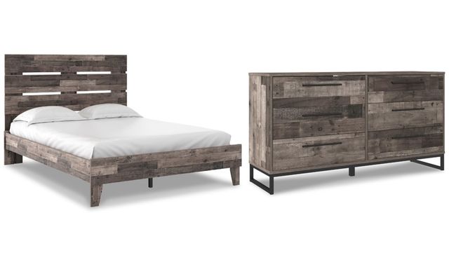 Signature Design by Ashley® Neilsville 2-Piece Multi Gray Queen Platform Bed Set-0