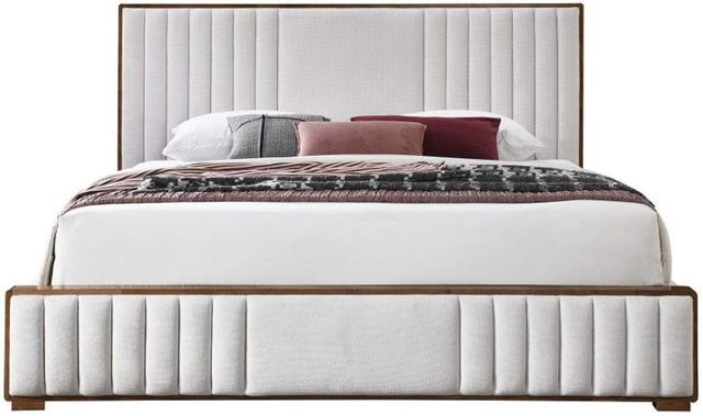 ACME Furniture Kaleea Beige/Walnut Eastern King Upholstered Panel Bed-3
