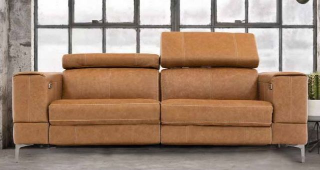 Fornirama 4839 Dark Orange Power Reclining Condo Sofa with Adjustable Headrest-1