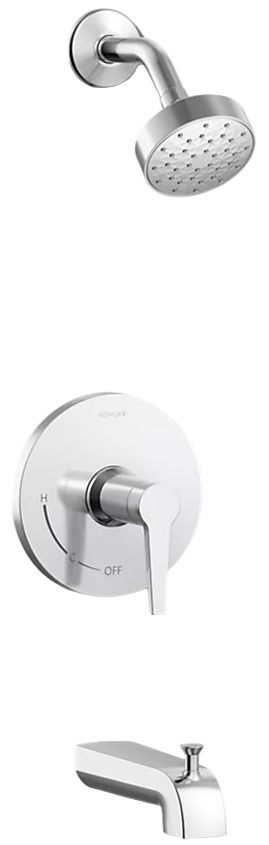 KOHLER® Pitch® Rite-Temp® Polished Chrome 1.75 GPM Bath and Shower Trim Kit-0