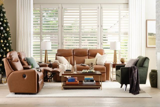 La-Z-Boy® Emmons Oak Leather Power Reclining Sofa with Headrest and Lumbar-1