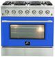 FORNO® Galiano 36" Stainless Steel Pro Style Gas Range with Blue Door-0