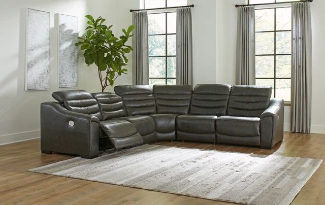 Signature Design by Ashley® Center Line 2-Piece Dark Gray Power Reclining Living Room Set-3