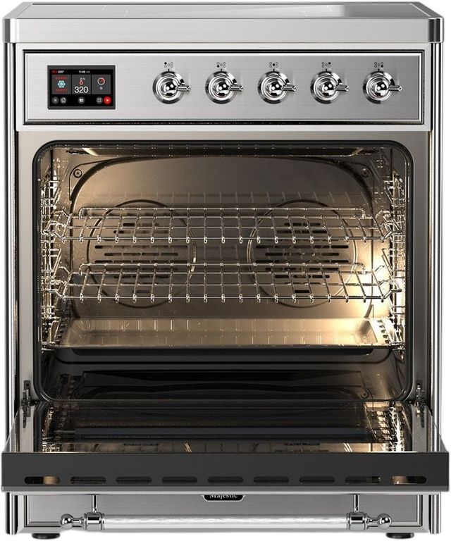 Ilve® Majestic III 30" Stainless Steel Pro Style Induction Range with Triple Glass Door and Chrome Trim-1