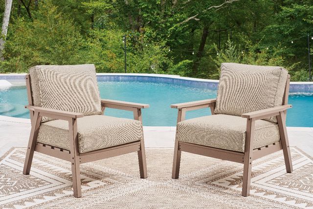 Signature Design by Ashley® Cliffs Beach 2-Piece Beige/Driftwood Fabric/Plastic Outdoor Lounge Chair-1