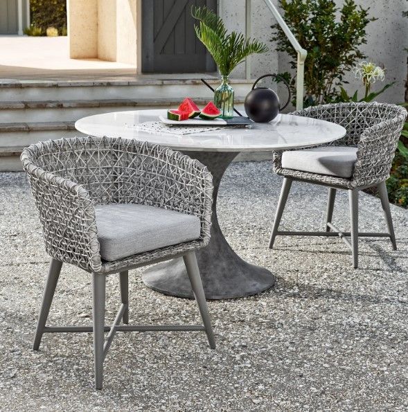 Universal Explore Home™ Coastal Living Outdoor Santa Cruz Gray/White Concrete/Marble Dining Table-2