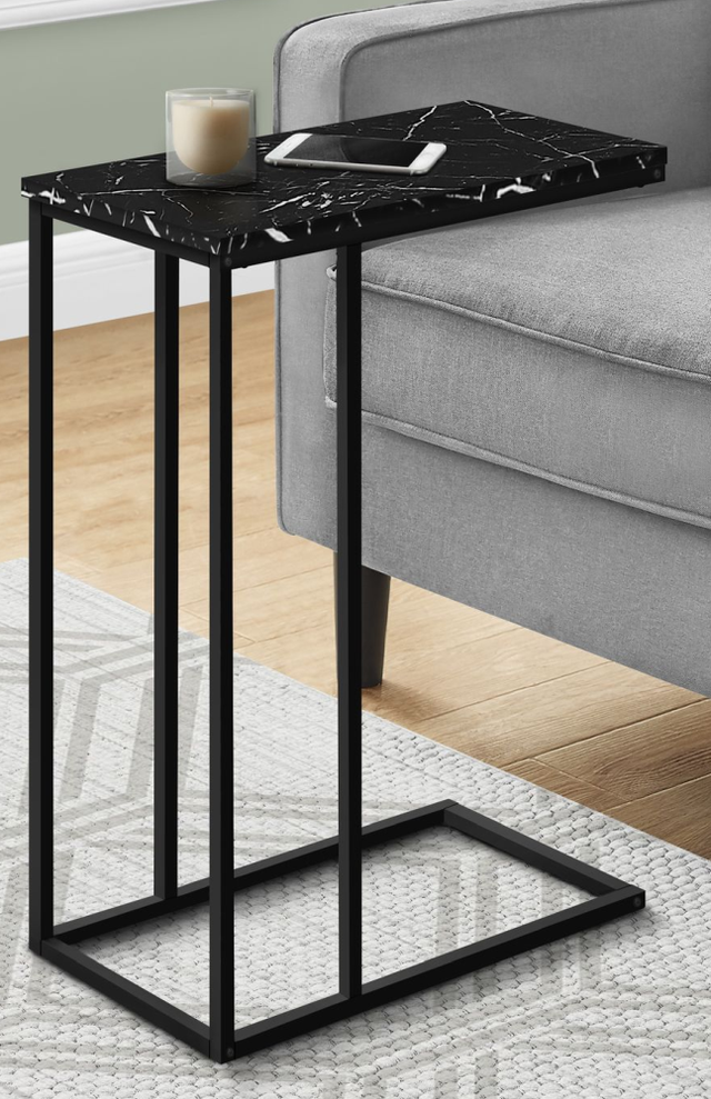 Monarch Specialties Inc. Black Marble Look 25"H Accent Table with Black Metal Base-2