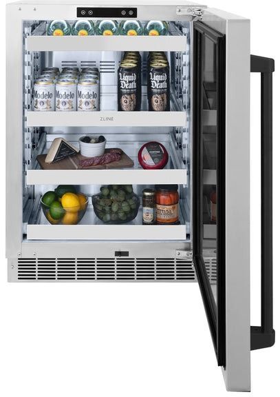 ZLINE Autograph Edition Touchstone 24" 5.2 Cu. Ft. Stainless Steel Freestanding Beverage Center with Matte Black Handle-2