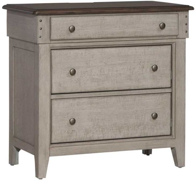 Liberty Furniture Ivy Hollow Dusty Taupe/Weathered Linen Bedside Chest with Charging Station-0