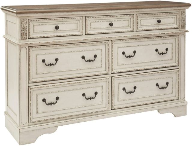 Signature Design by Ashley® Realyn 6-Piece Chipped White Queen Upholstered Panel Bed Set-5