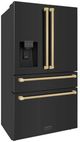 ZLINE Autograph Edition 36" 21.6 Cu. Ft Fingerprint Resistant Black Stainless Steel Counter Depth French Door Refrigerator with Polished Gold Traditional Handles-4