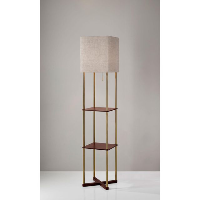 Adesso® Harrison Antique Brass Shelf Floor Lamp-2