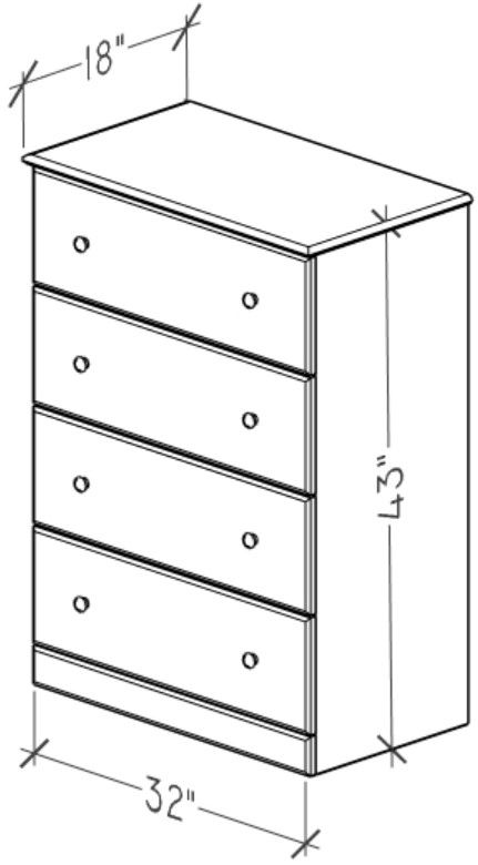 Perdue Woodworks 16,000 Essential Gray 32" 4-Drawer Chest-2