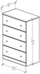 Perdue Woodworks 16,000 Essential Gray 32" 4-Drawer Chest-2