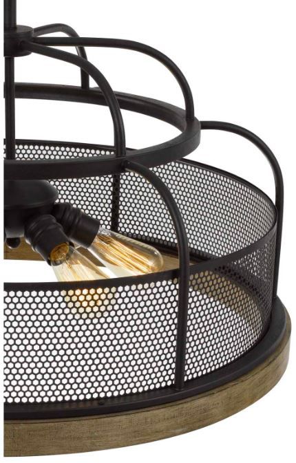 Cal® Lighting & Accessories Akaki Iron/Light Oak Chandelier-1