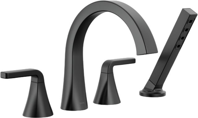 Delta Lineax™ Matte Black Roman Tub Trim with Hand Shower-0