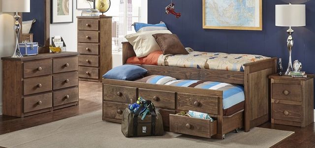 American Wholesale Furniture Chestnut Twin Captains Bed with Trundle-1