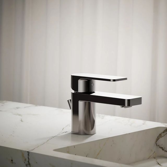KOHLER® Parallel® Vibrant Titanium Low Single-Handle Bathroom Sink Faucet-3