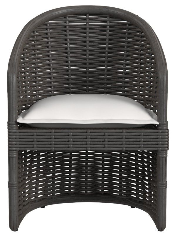 Sunset West Cabo Kahlua Resin Wicker Outdoor Dining Arm Chair with Soothe Pearl Cushion-1