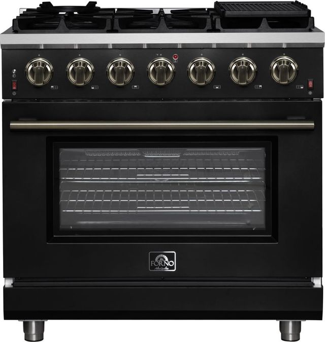 FORNO® Massimo Series Alta Qualita 36" Black Pro Style Gas Range-0