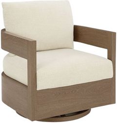 Signature Design by Ashley® Serene Bay Dark Brown/White Aluminum/Fabric Outdoor Swivel Glider Chair with Cushion