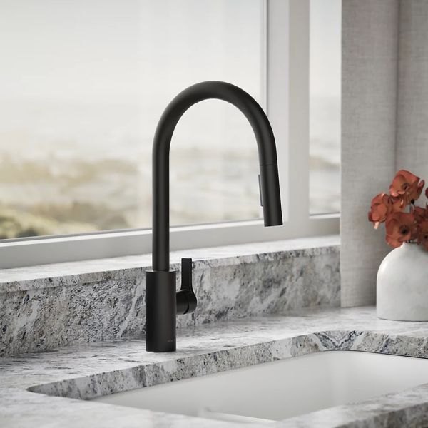 KOHLER® Elate® Matte Black 17" Kitchen Sink Faucet with 2-Function Sprayhead-1