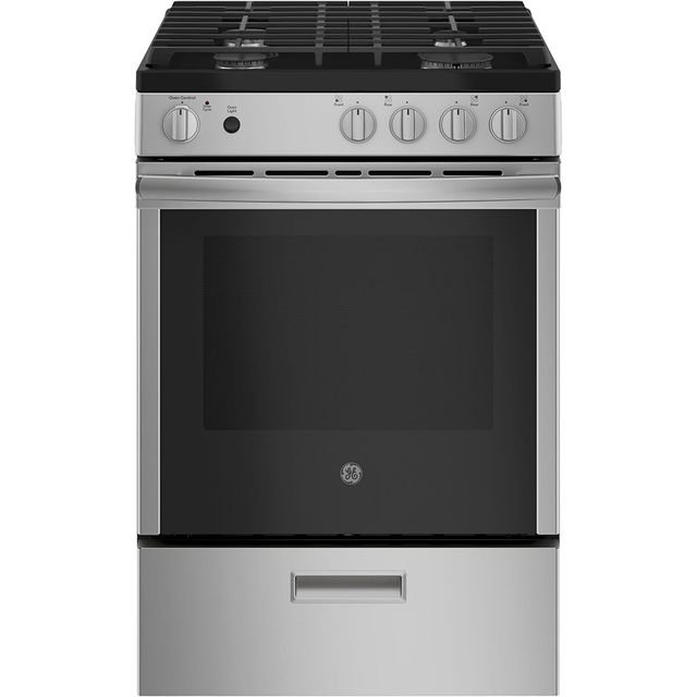 GE® 24" Stainless Steel Freestanding Gas Range with Storage Drawer-2