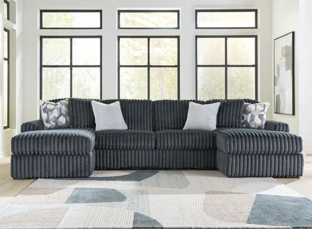 Signature Design by Ashley® Midnight Madness 3-Piece Gunmetal Double Chaise Sectional-1