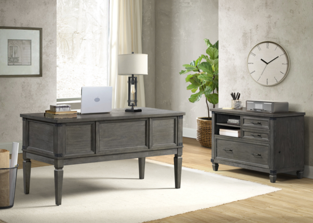 Intercon Foundry Brushed Pewter 60" Half Ped Desk-2